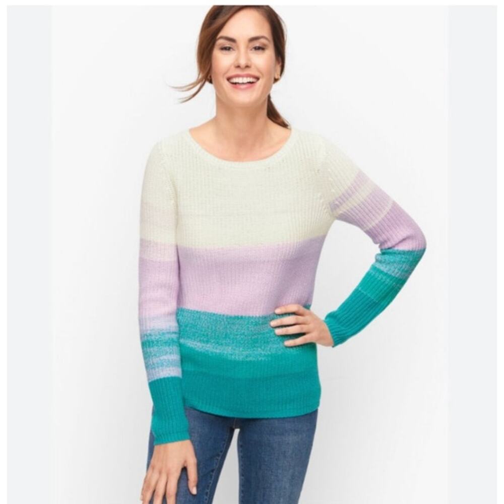 Talbots Plus Shaker Stitch Bateau Neck Sweater Spring Ombre Size 2X NWT‎